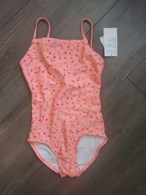 Old Navy Pink Floral One-Piece Swimsuit Girls 6-7